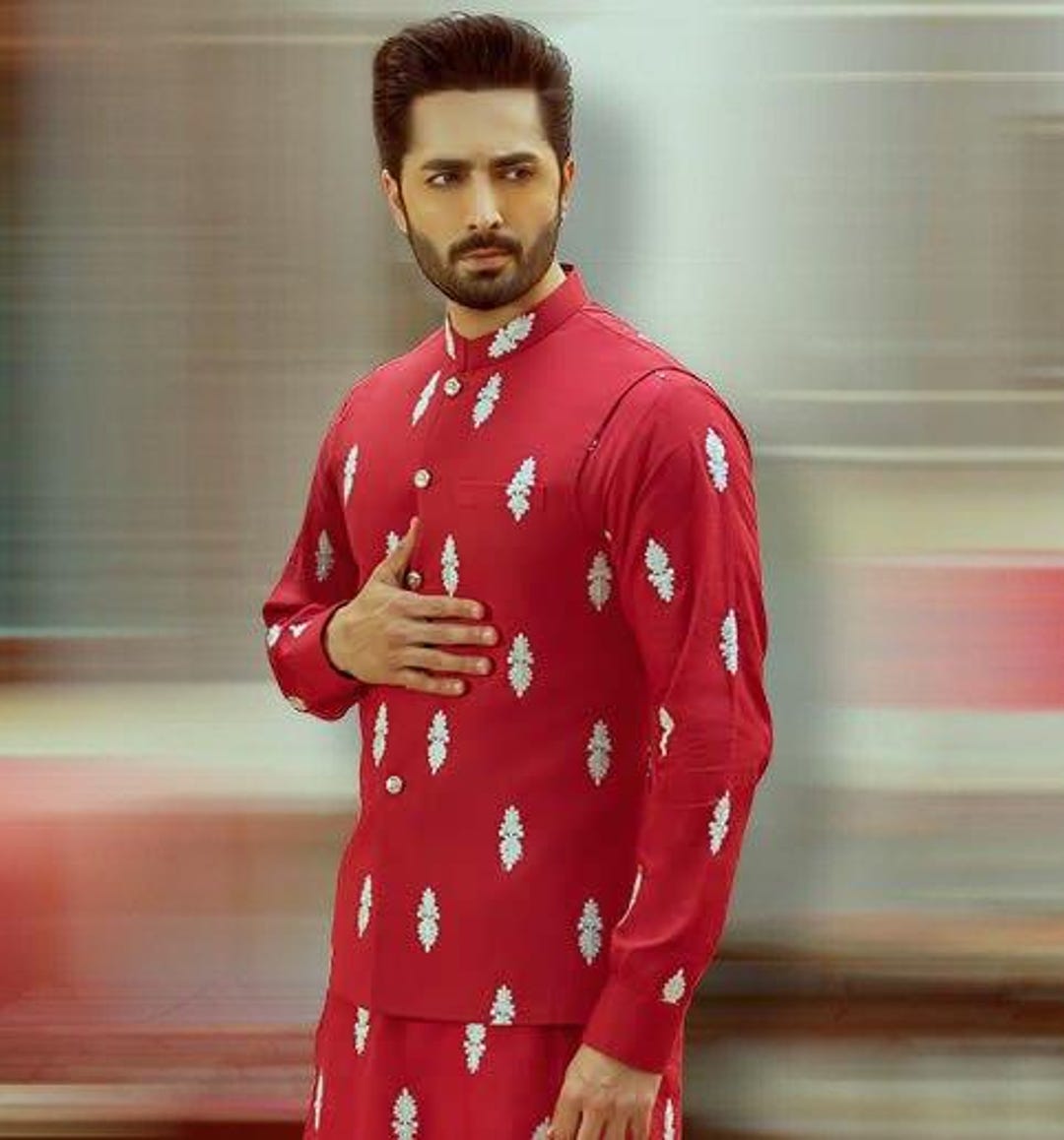 Nehru jacket with red kurta 2025