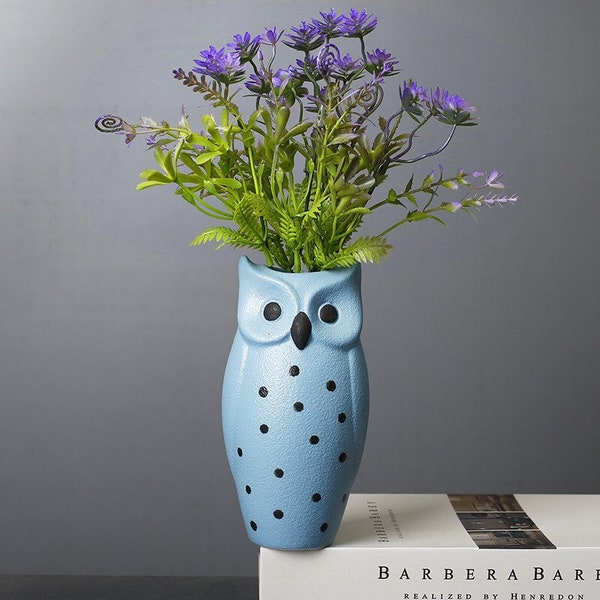 Multicolor Ceramic Owl Flower Vase, Ceramic Animal Flower Pot, Artificial Flower Vase, Scandinavia Decor, Plant Lady Gift