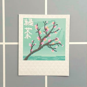 Green Tea Vinyl Sticker, Pixel Art, Vaporwave Sticker, Aesthetic Stickers, Webcore Stickers, Lofi Art, Arizona, Sakura Sticker Vinyl Vinyl