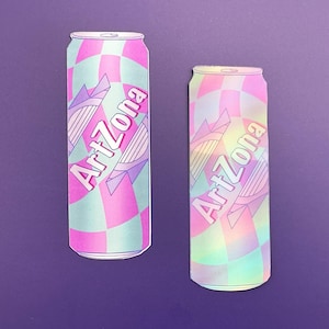 Adesivo Artzona Can, adesivo olografico, adesivo in vinile, adesivo olografico, estetica Vaporwave, adesivo Vaporwave, adesivo Webcore, adesivi Y2K