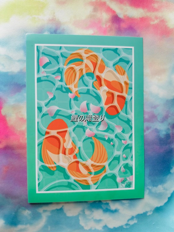 Koi Fish Print, Vaporwave Art, Japanese Wall Art, Koi Wall Art, Aesthetic Print, City Pop Art