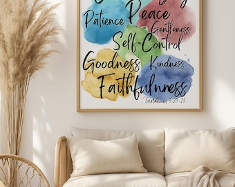 Frucht des Geistes Wandkunst | Galater 5:22-23 Bibel Vers Druck | Christlicher digitaler Download, Schrift Wohnkultur, Glaube druckbare Poster
