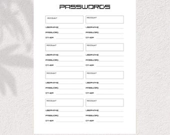 Password Tracker Printable Bundle – 5 Designs | Digital Download | Letter & A4 Sizes
