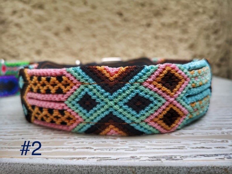 Pet leather collar,collar tejido para mascota,embroidered collar Dog Collar