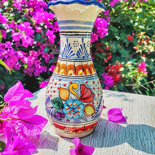 Mexican Flower vase Talavera mexican pottery