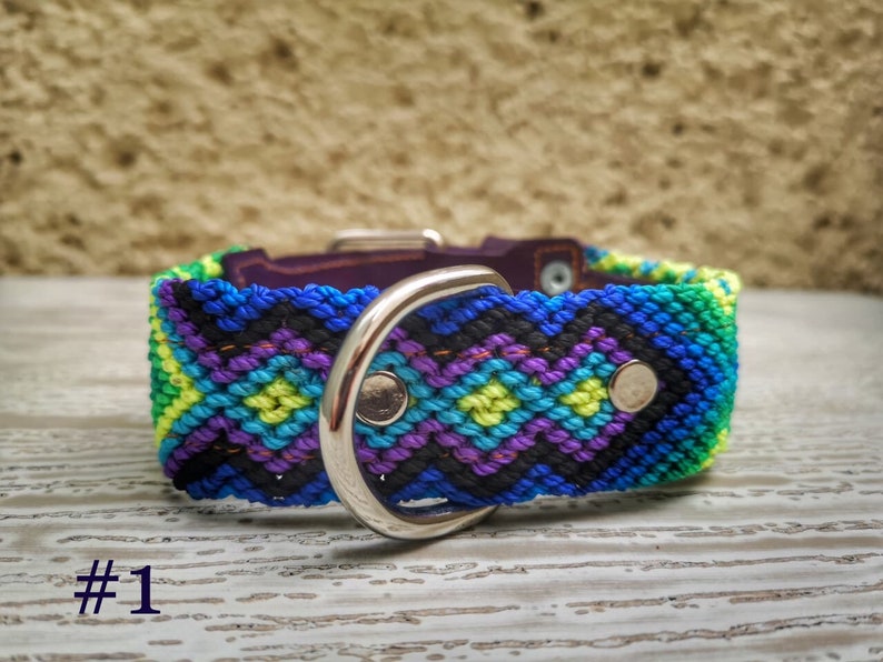 Pet leather collar,collar tejido para mascota,embroidered collar Dog Collar