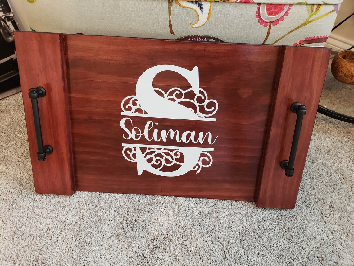 Custom Wood Serving Tray Ottoman Tray | Etsy