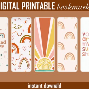 Afdrukbare boho-bladwijzers - Bladwijzers voor vrouwen - Digitale boekenlegger boho regenboog - Leuke bladwijzerset - Boekaccessoires boho-stijl door Oekraïne