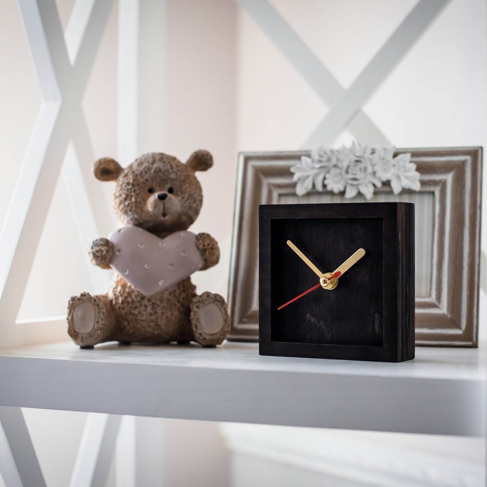 Modern bedside wooden minimalist braun small standing clock Etsy