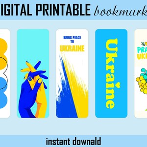 Digital bookmarks - Printable bookmarks set - Aesthetic bookmark - Digital file i stand with ukraine - Unique bookmarks whith ukraine flag