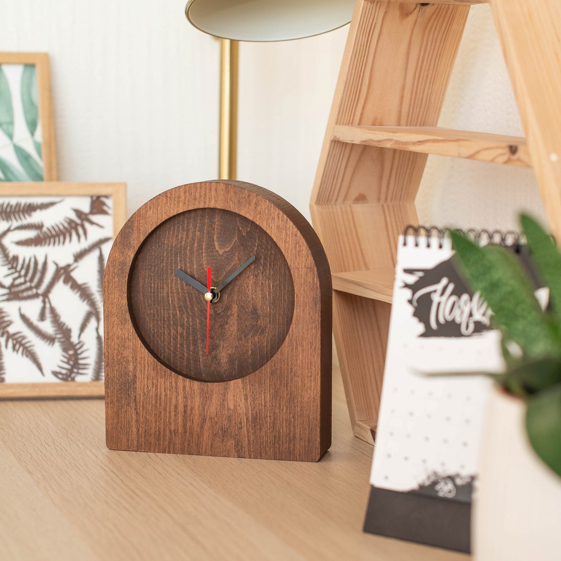 Wooden table clock stand small natural color clock home Etsy