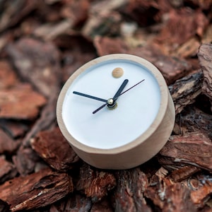 Minimalist modern white desk clock - scandinavian aesthetic wood home decor