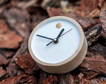 Minimalist modern white desk clock - scandinavian aesthetic wood home decor