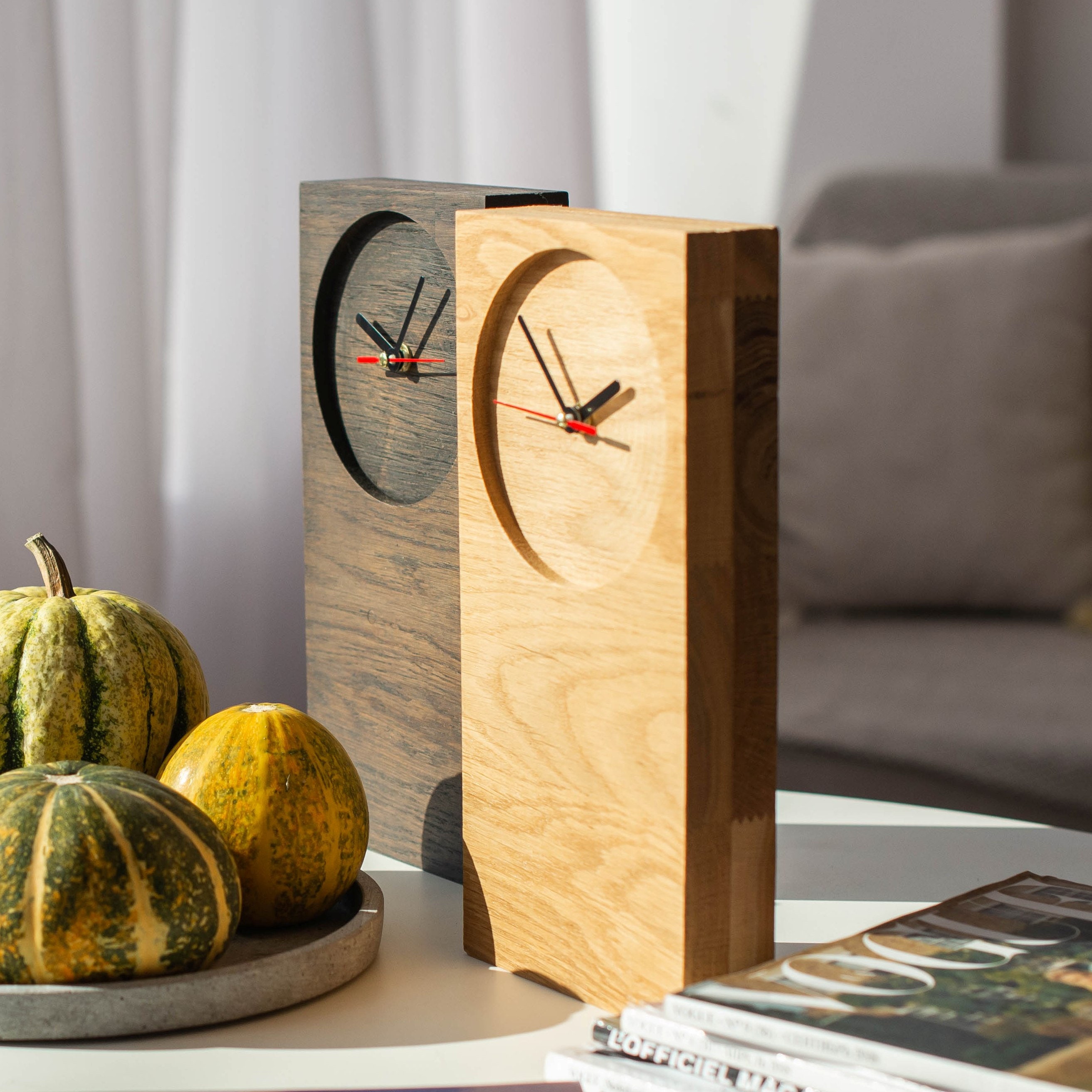 Tabletop minimalist wooden bedside clock free standing Etsy