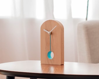 Desk decor aesthetic - Minimalist bedside clock - Pastel desk accessories - Wooden modern desk clock - Office aesthetic desk accessories