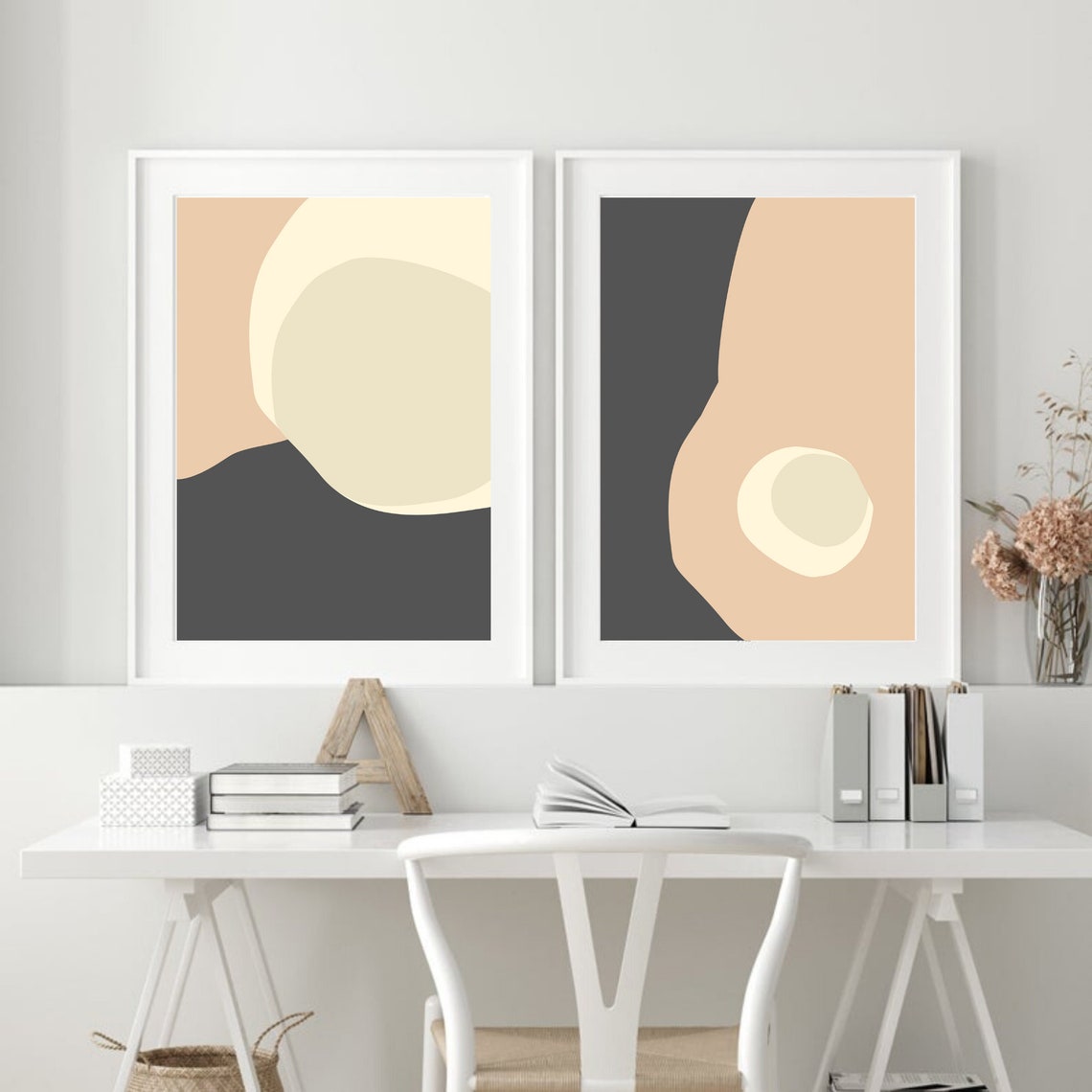 Set of 2 Minimalist Art Print Modern Wall Art Printable Etsy