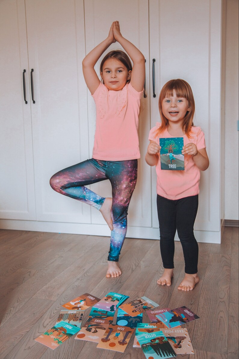 YOGA SET Yogakarten Partneryogakarten ruhige Ecke Karteikarten für das Klassenzimmer Yoga Geburtstagsgeschenk für Kinder Achtsamkeit Bild 6