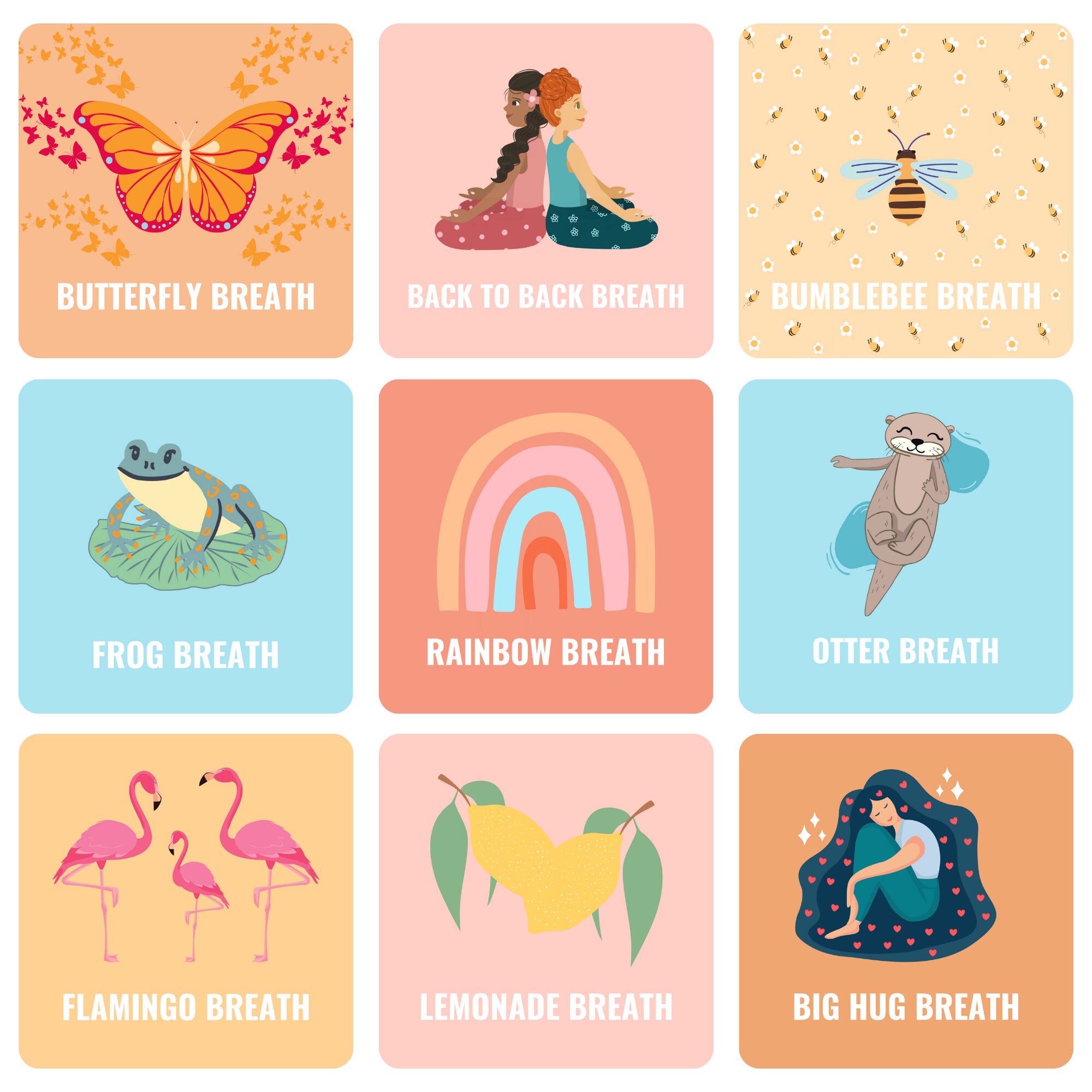 Kids Breathing Cards Yoga for Kids Kids Yoga Calm Etsy