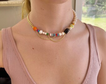 HAPPY GO LUCKY Necklace | Pearl Necklace,smiley Face