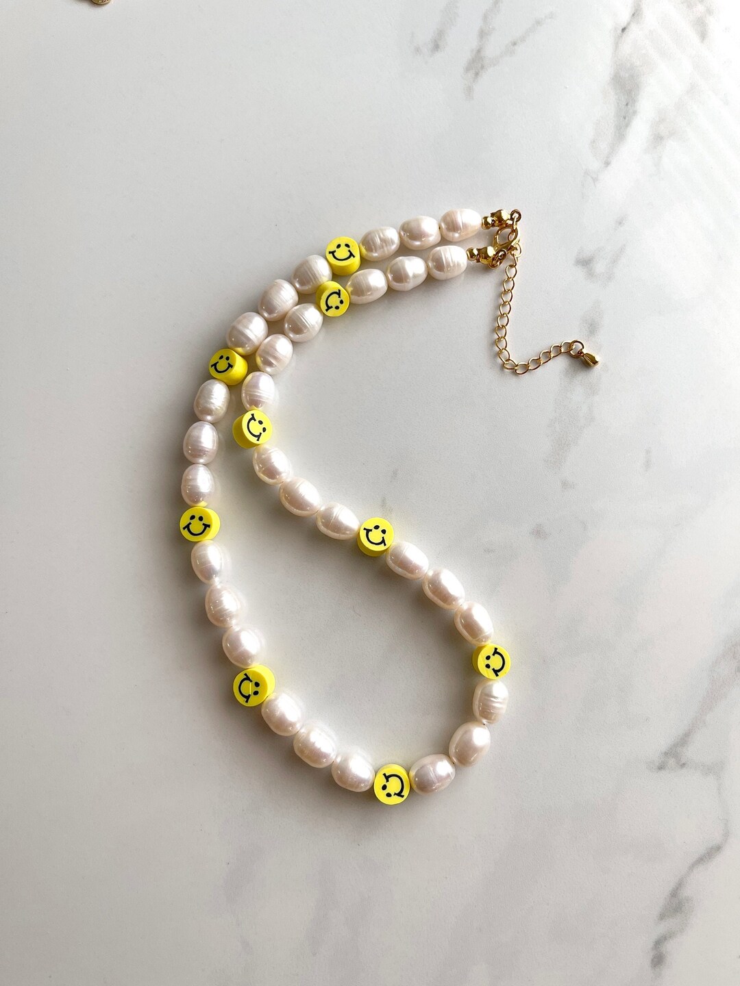 Smiley Face Pearl Necklace Freshwater Pearl Necklace Y2k Etsy