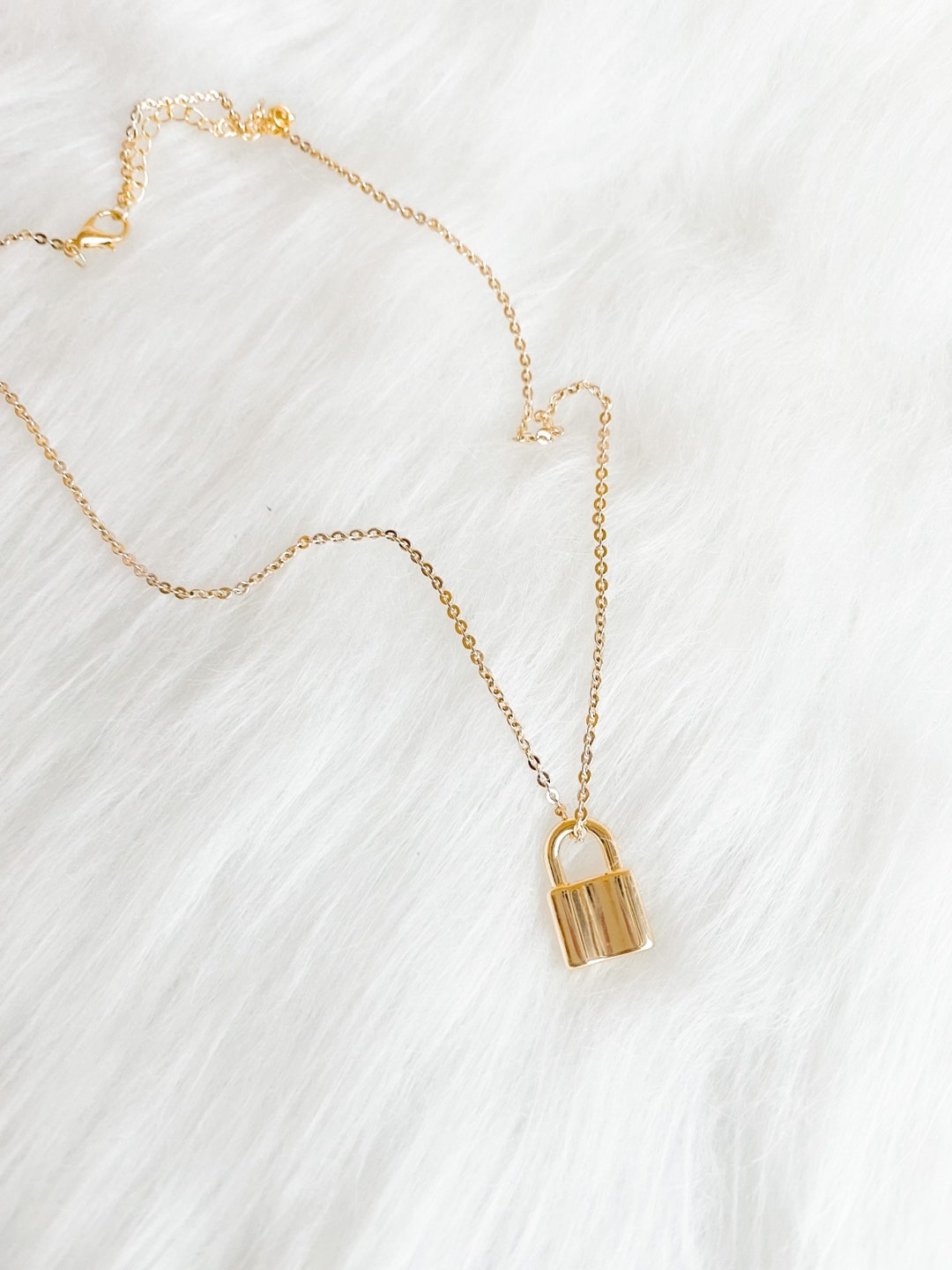 Gold Lock Necklace Gold Filled Cable Chain Padlock Necklace - Etsy