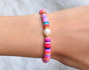 Marina Bracelet, Heishi Bracelet,VSCO Bracelets,Disc Bead Bracelet,Heishi Bead Bracelet,Colorful Stack Bracelet,Summer Bracelet,Heishi Beads