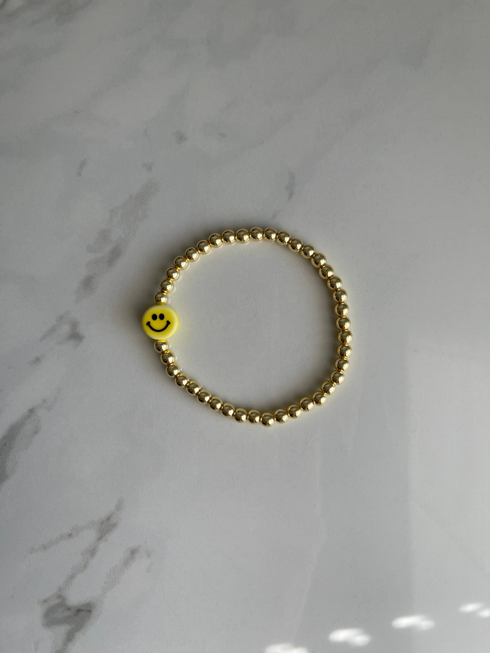 Camille Bracelet Gold Bead Smiley Face Bracelet Gold Plated Etsy