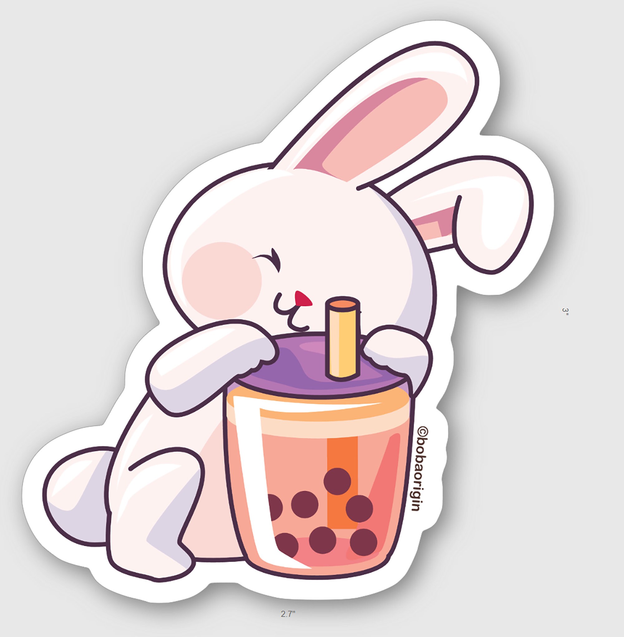 Boba Rabbit Bunny Sticker Rabbit Stickers Vinyl Stickers Etsy