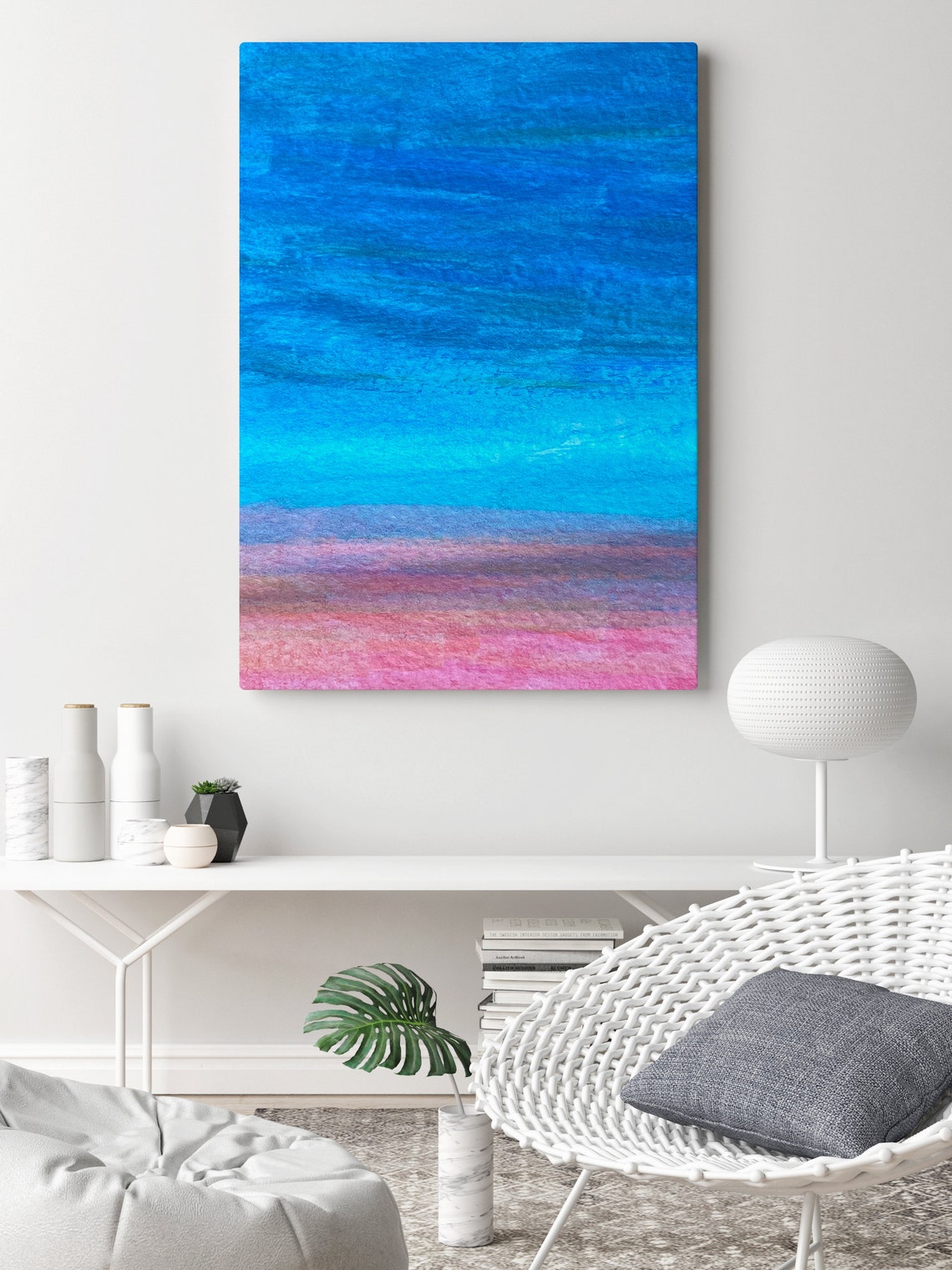 Blue and Pink watercolor Printable wall art Abstract Print Etsy