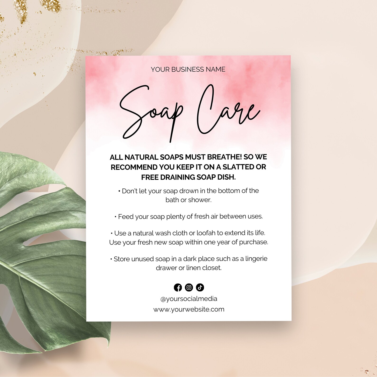 Editable Soap Care Card Template Handmade Soap Care Guide Etsy