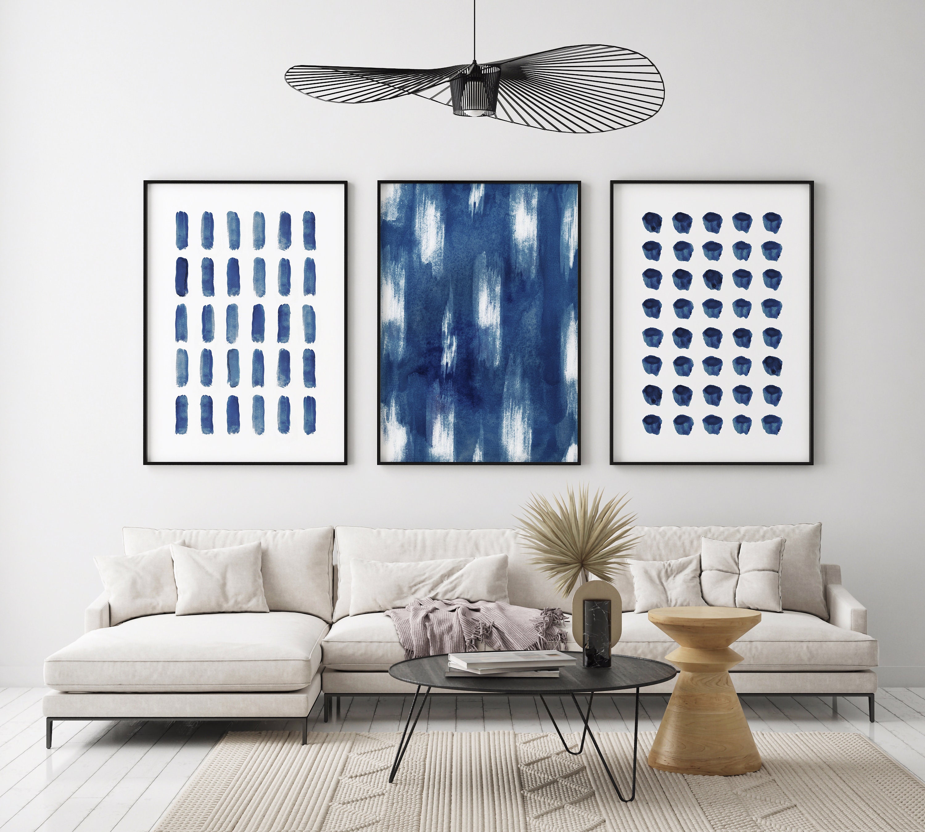 Blue Watercolor Wall art Set of 3 Prints Abstract Print Etsy