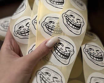 Pack stickers TROLL FACE MEME 50-500 Gag prank sticker Face meme decal Internet meme Funny sticker Troll decal Troll sticker 078