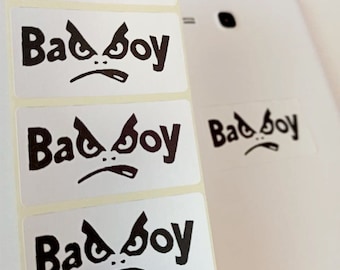 Bad Boy stickers 10-250 pack Joke decal Bachelorette party Funny decals Bad Boy sticker Black and White stickers 001