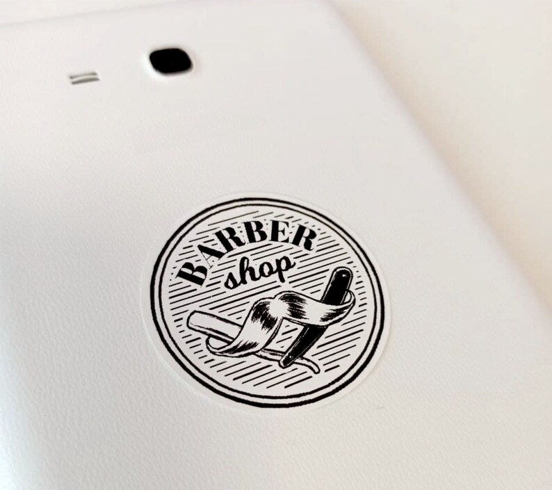 Barber Razor Sticker Barber Sticker Shop Decal 100 Pack Sticker Round Sticker Barber Pole ...