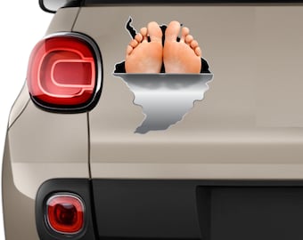 Foot car sticker Fingle sticker Foot stickers Realistic foots Auto stickers Fingle on legs Car accessories Bare feet decals Car stickers