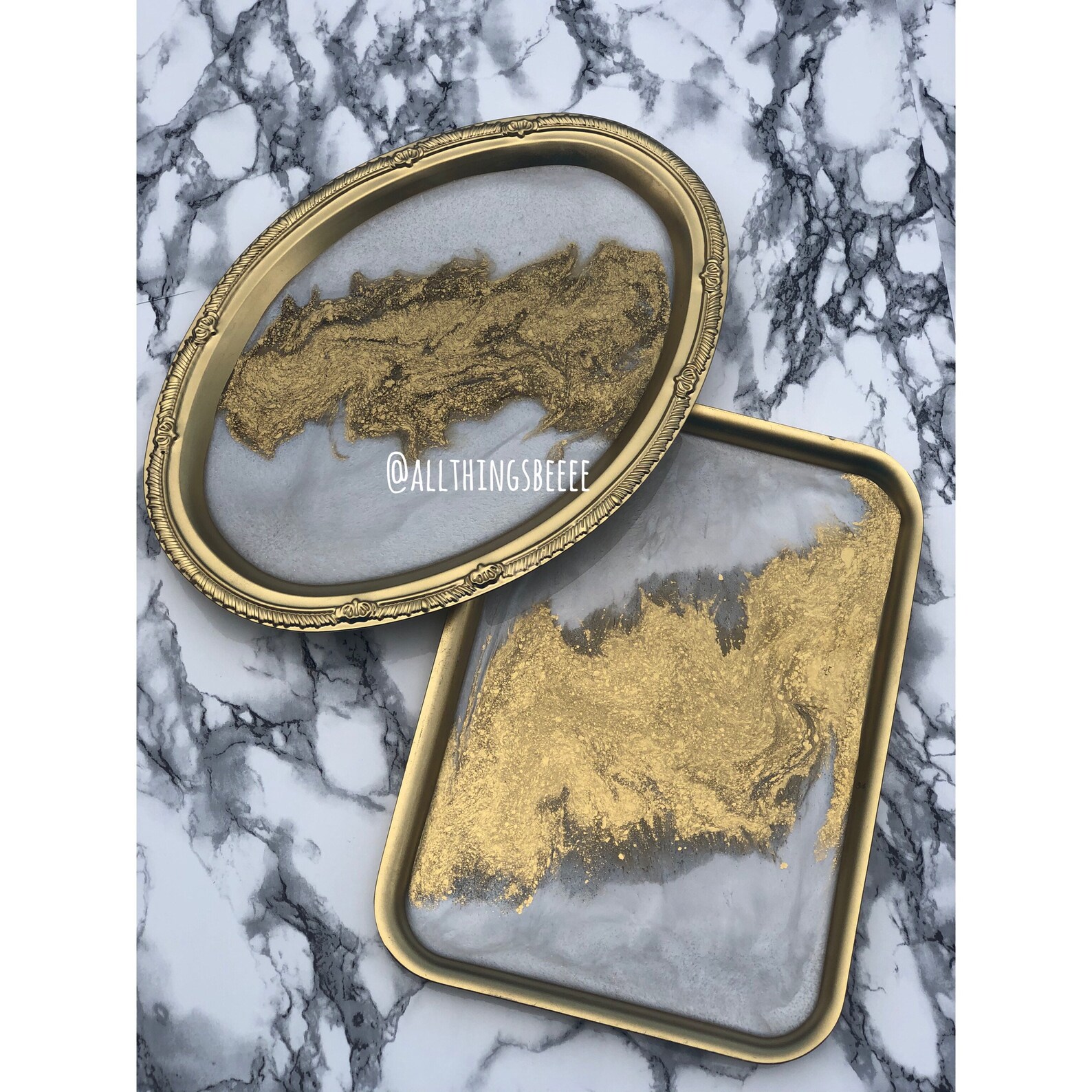 White and Gold Tray Rolling Tray Jewelry Tray Decorative Etsy