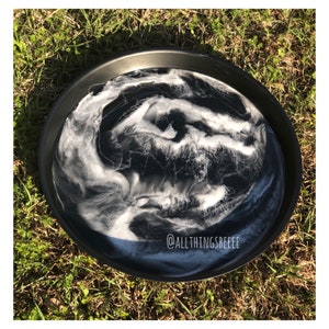 Black and White Marbled Serving Tray | 16inch Serving Tray | Round Serving Tray