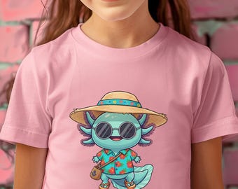 Axolotl Kids Shirt, Summer Vacation Tee