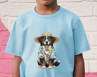 Bernese Mountain Dog Kids Shirt, Summer Vacation Dog Tee