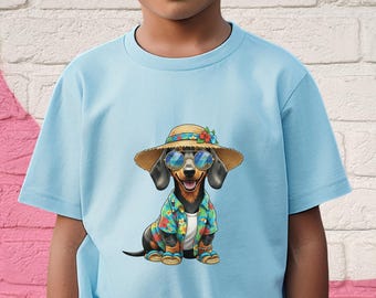 Dachshund Kids Shirt, Summer Vacation Dog Tee