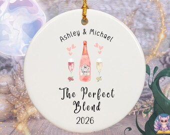 The Perfect Blend Wine Ornament, Champagne Rose Couple Christmas Ornament