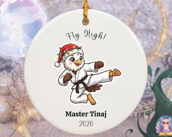 Personalized Taekwondo Eagle Ornament, Martial Arts Christmas Keepsake, Custom Gift for Taekwondo Master
