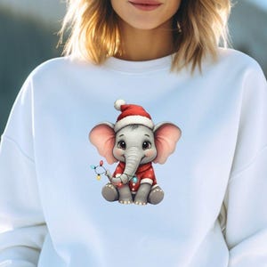 Cute Baby Elephant Christmas Sweatshirt, Elephant Santa Sweater, Wrapped in Holiday Lights, Ugly Christmas Shirt, Animal Lover Gift