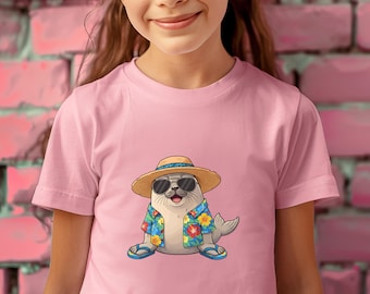 Seal Kids Shirt, Summer Vacation Seal Tee