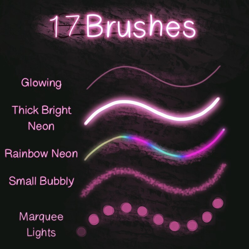Neon Procreate Brush Pack Etsy