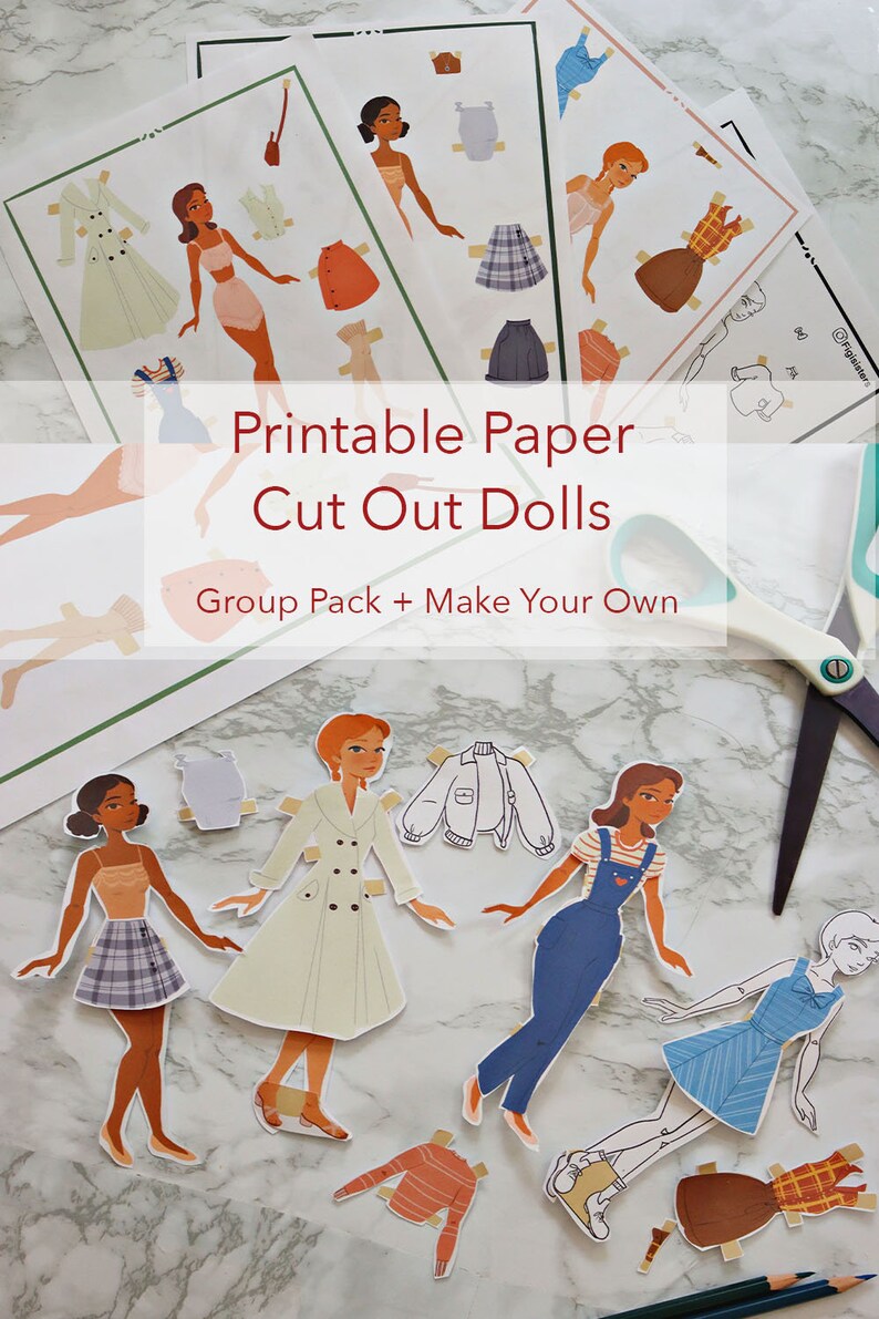 Printable Paper Doll Group Pack MAKE YOUR OWN Instant Etsy