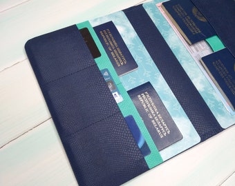 Custom passport holder – Travel wallet for 2,4 passports – Family passport holder personalized – Personalized long distance gift