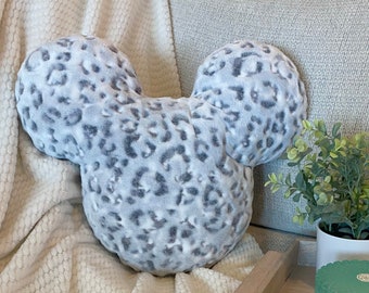 Neutral Animal Print Mickey Pillow, Disney Home Decor