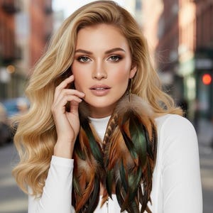 Boho Chic Feather Earrings: Long Dangle, Cruelty-Free