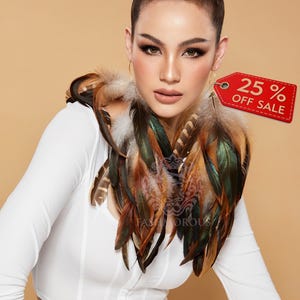 Natural Feather Earrings Long Feather Earrings Natural Color Feather Gorgeous brown Extra large Statement earring lightweight Bohemia Style